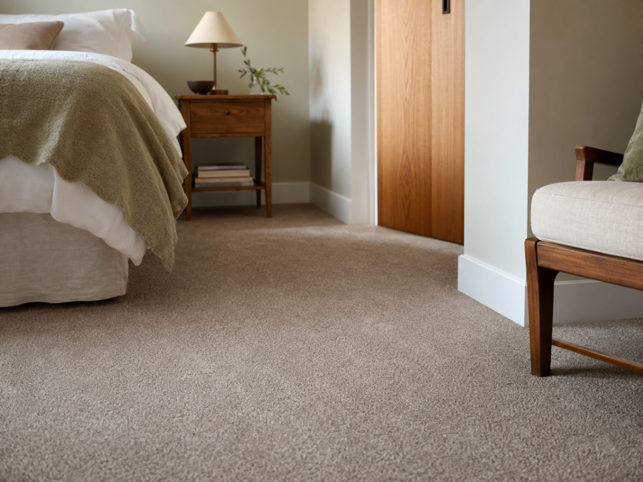 Moquette beige dans une chambre chaleureuse