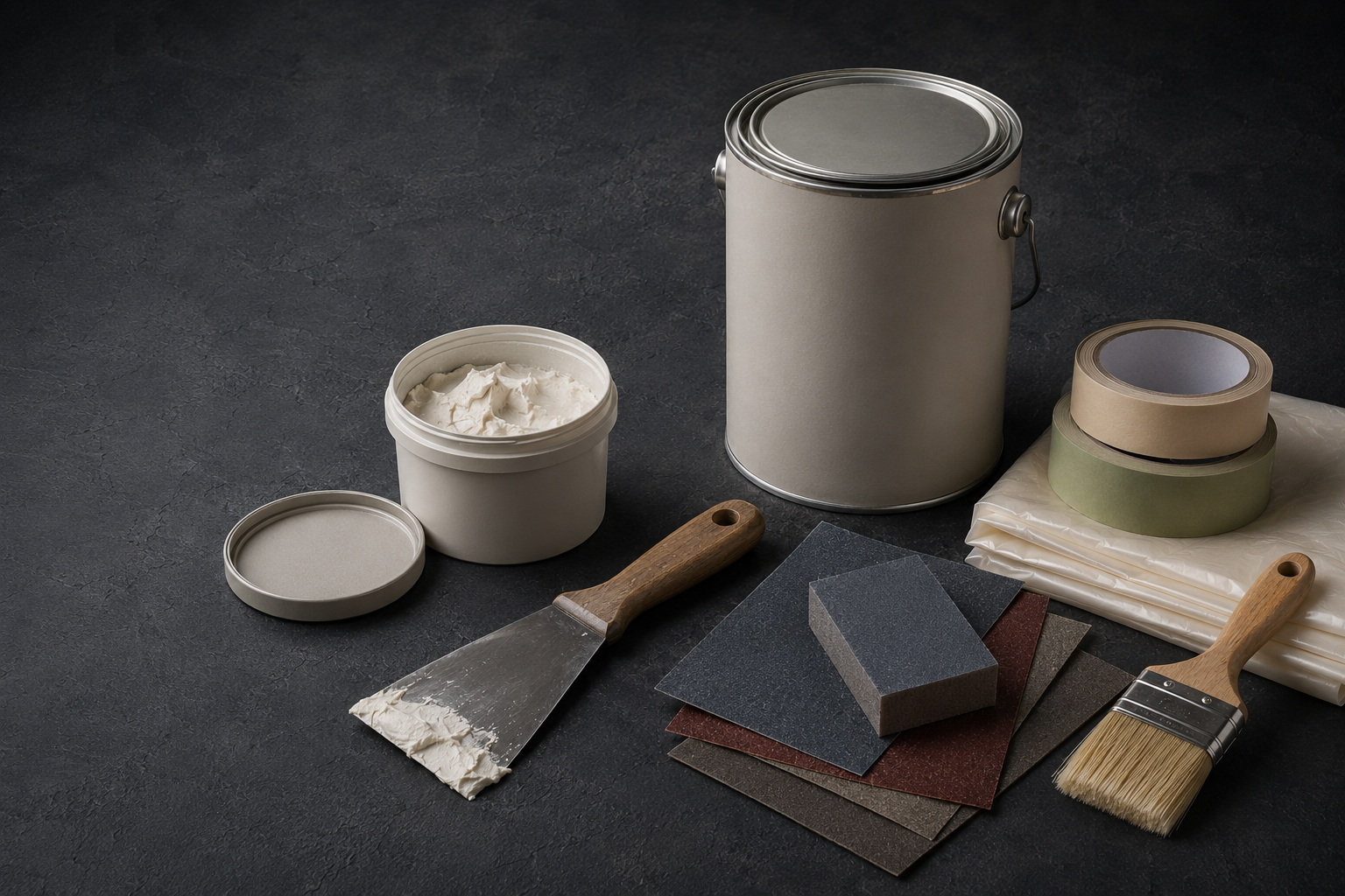 Produits de préparation peinture : enduit, primaire, abrasifs, protections et adhésifs
