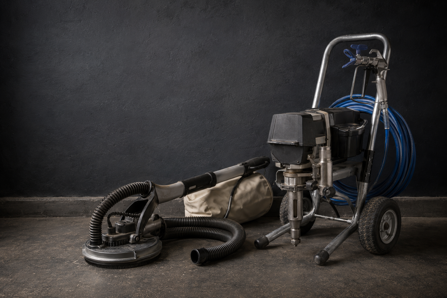 Matériel professionnel de peinture — ponceuse et pompe airless disponibles à la location