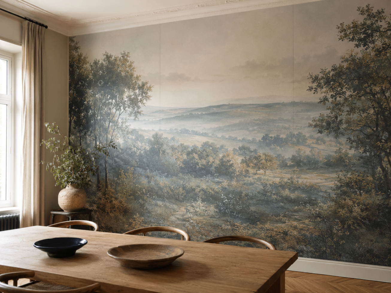 Panoramique paysage grand format dans une salle à manger