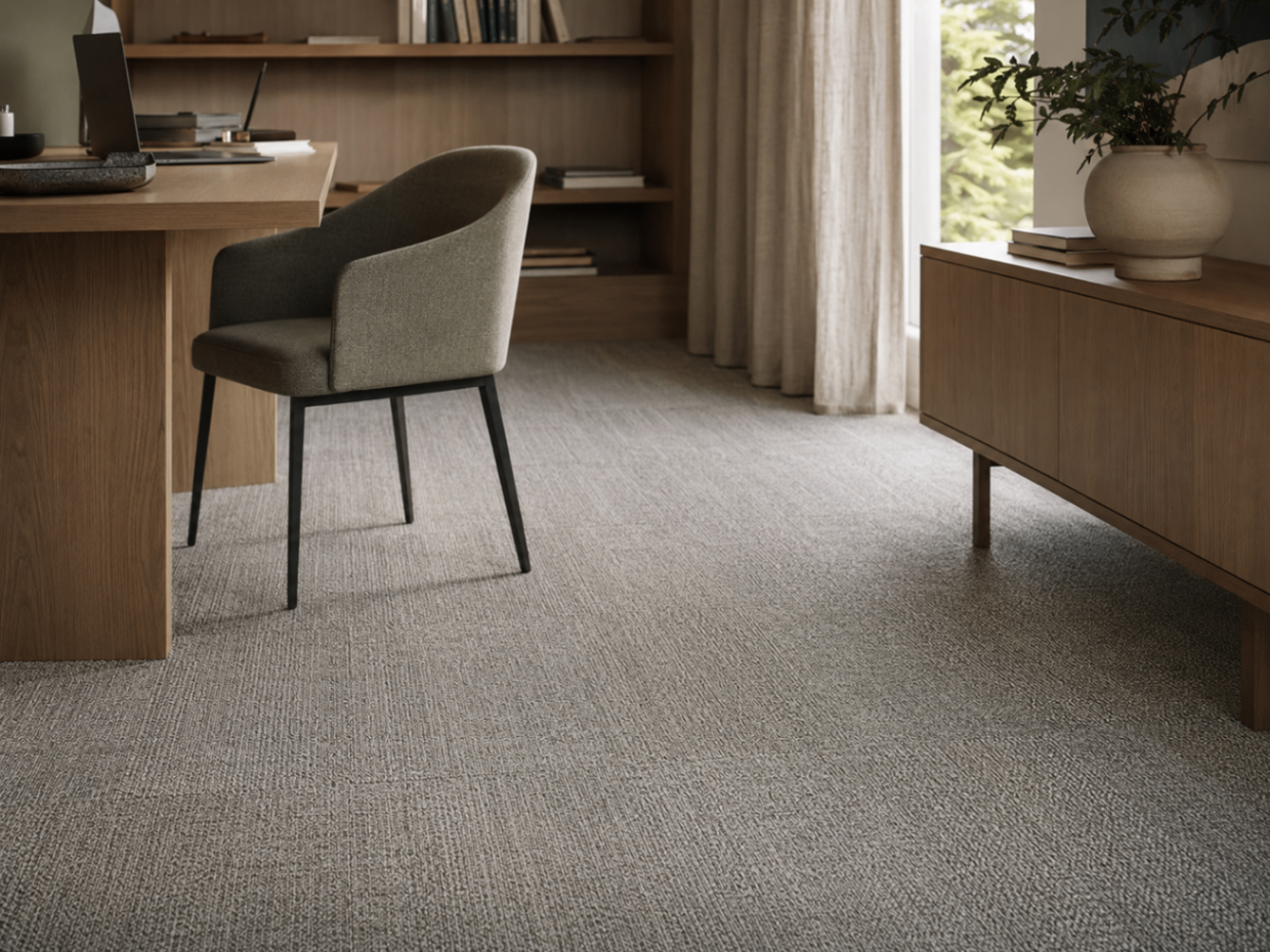 Sol textile gris clair dans un bureau contemporain
